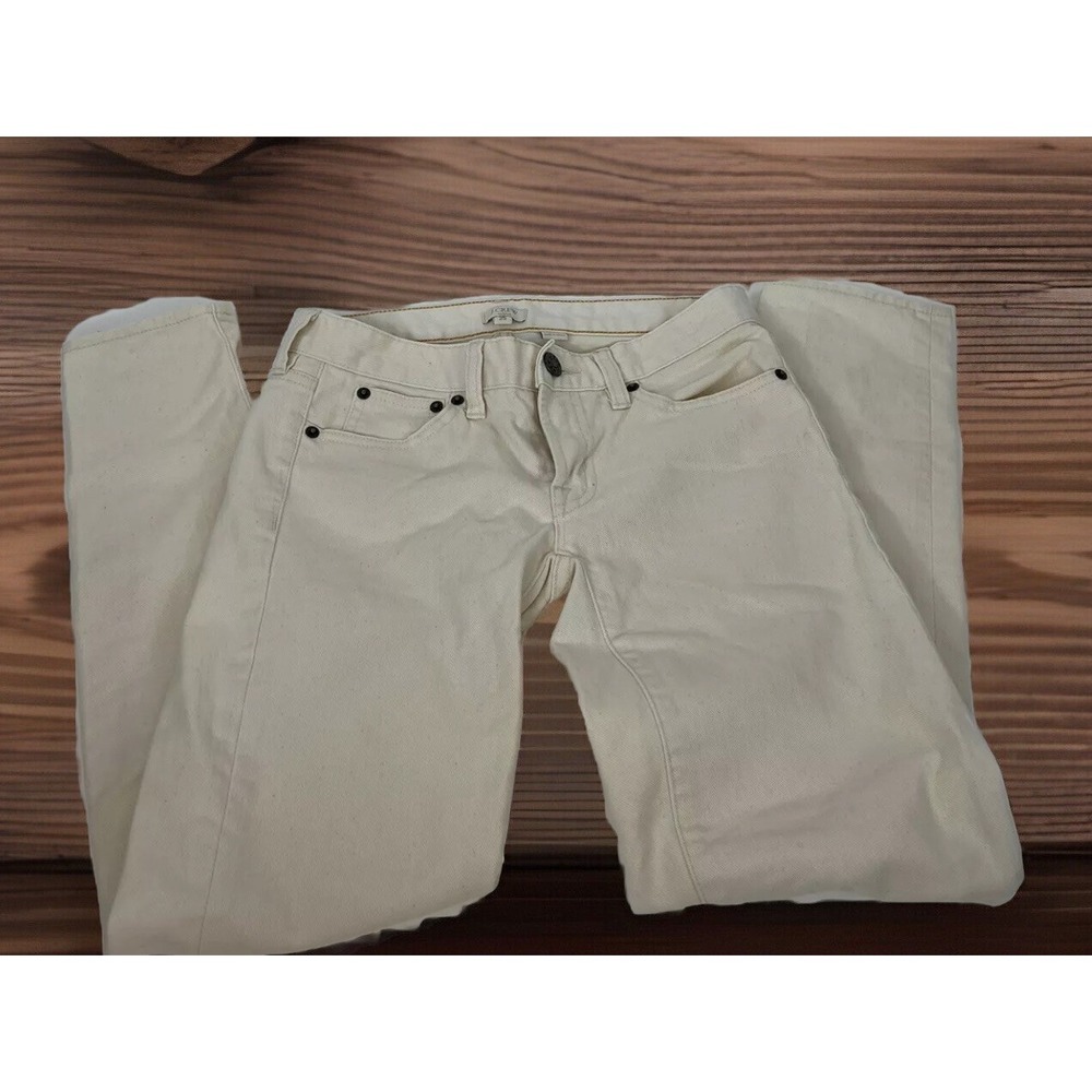 J Crew‎ Jeans Womens 25 Off White Cream Ankle Low Rise Stretch Denim